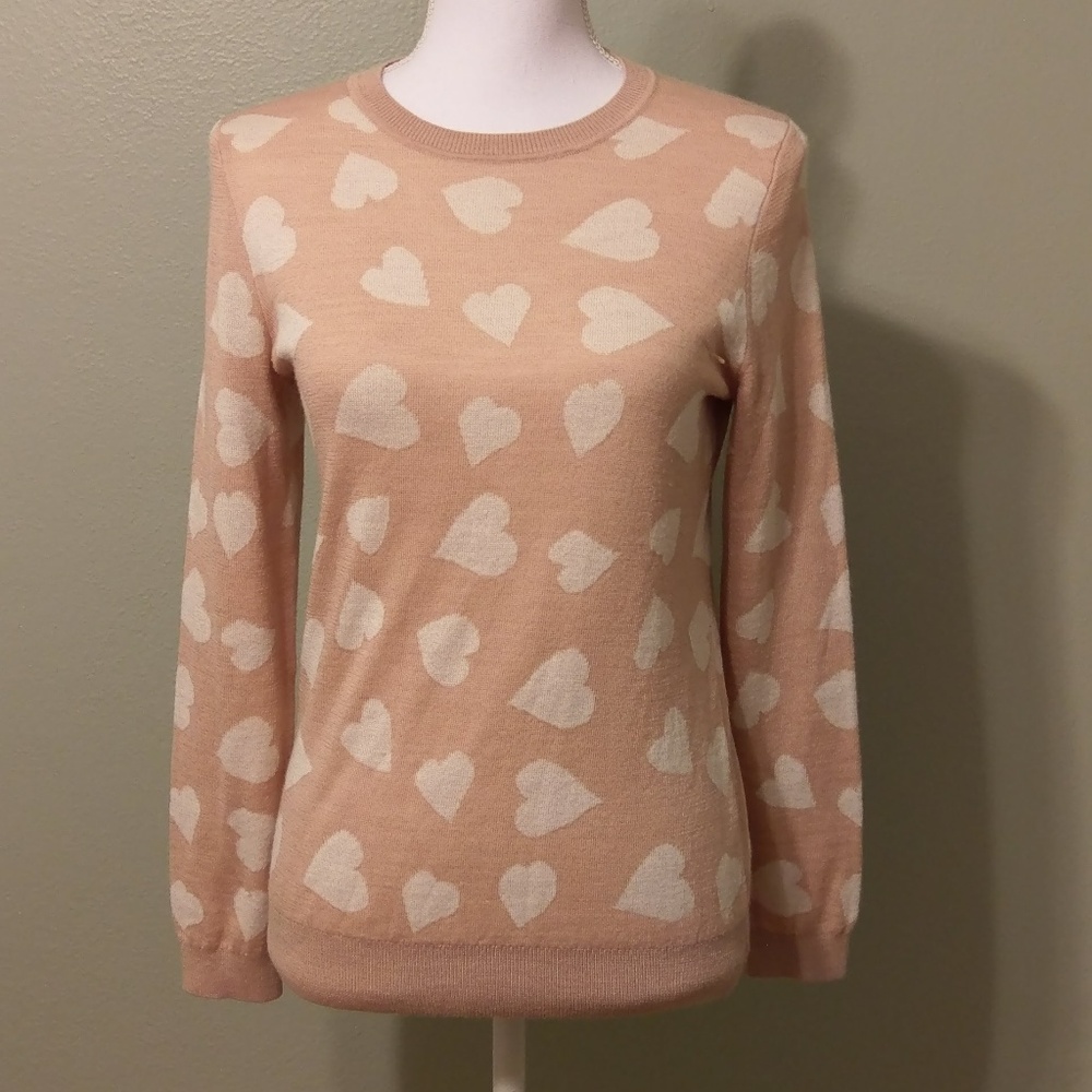 Ann Taylor Loft Medium Petite Heart Print Sweater